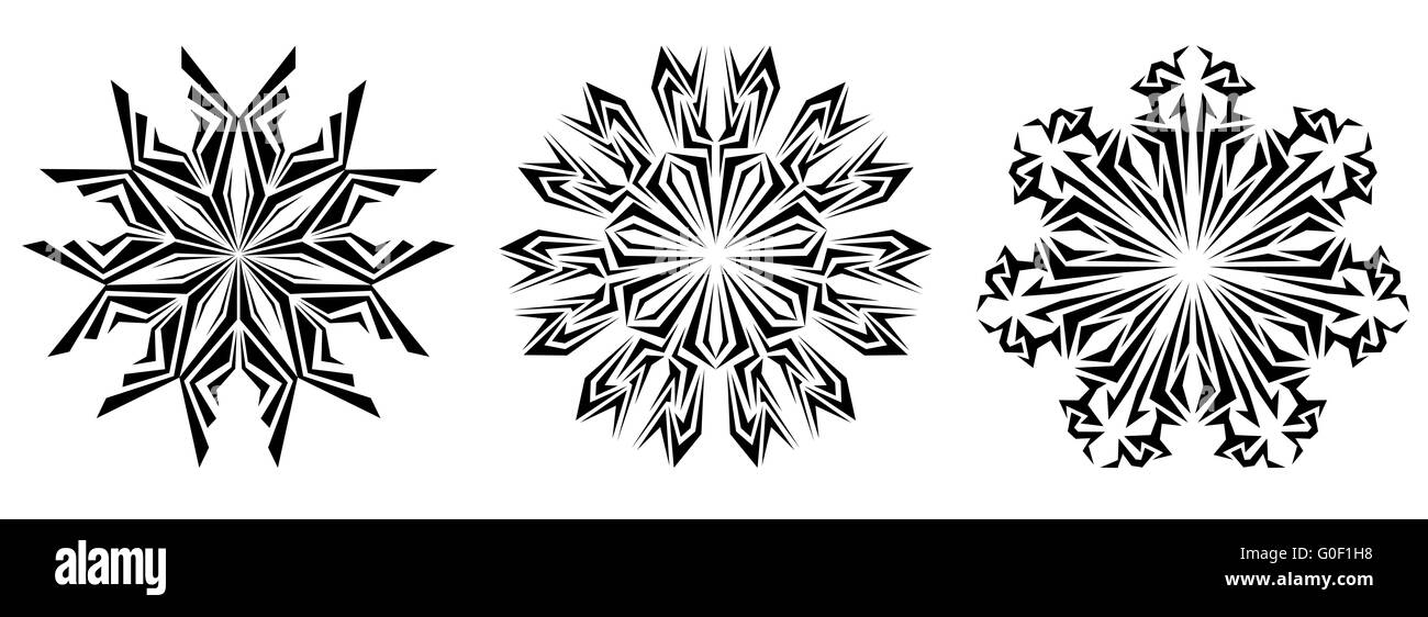 original decorative snowflake on a white background. set Stock Photo