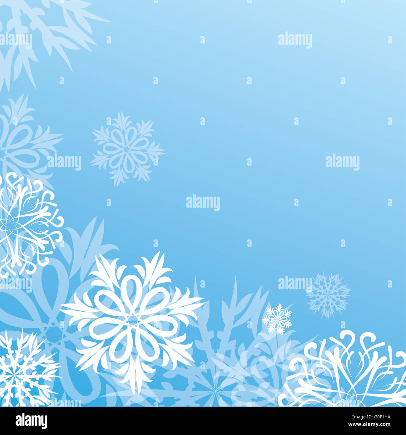vector christmas background with snowflakes on blue Stock Photo - Alamy