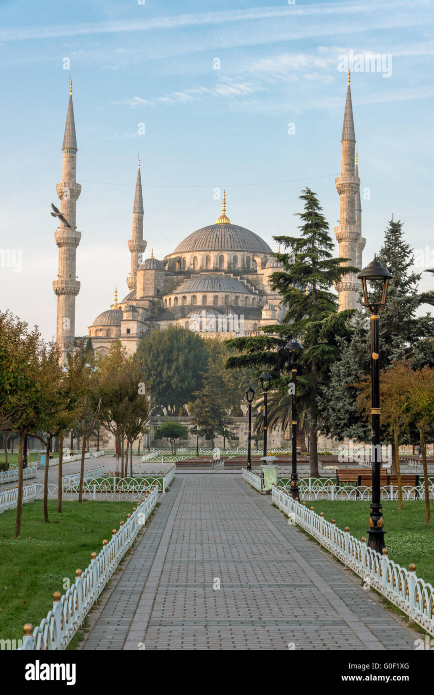 The famous Blue Mosque in Istanbul in the early mo Stock Photo