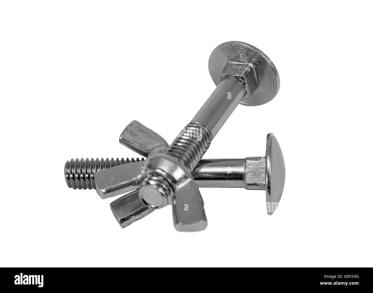 Furniture screw and nuts isolated on white backgro Stock Photo Alamy