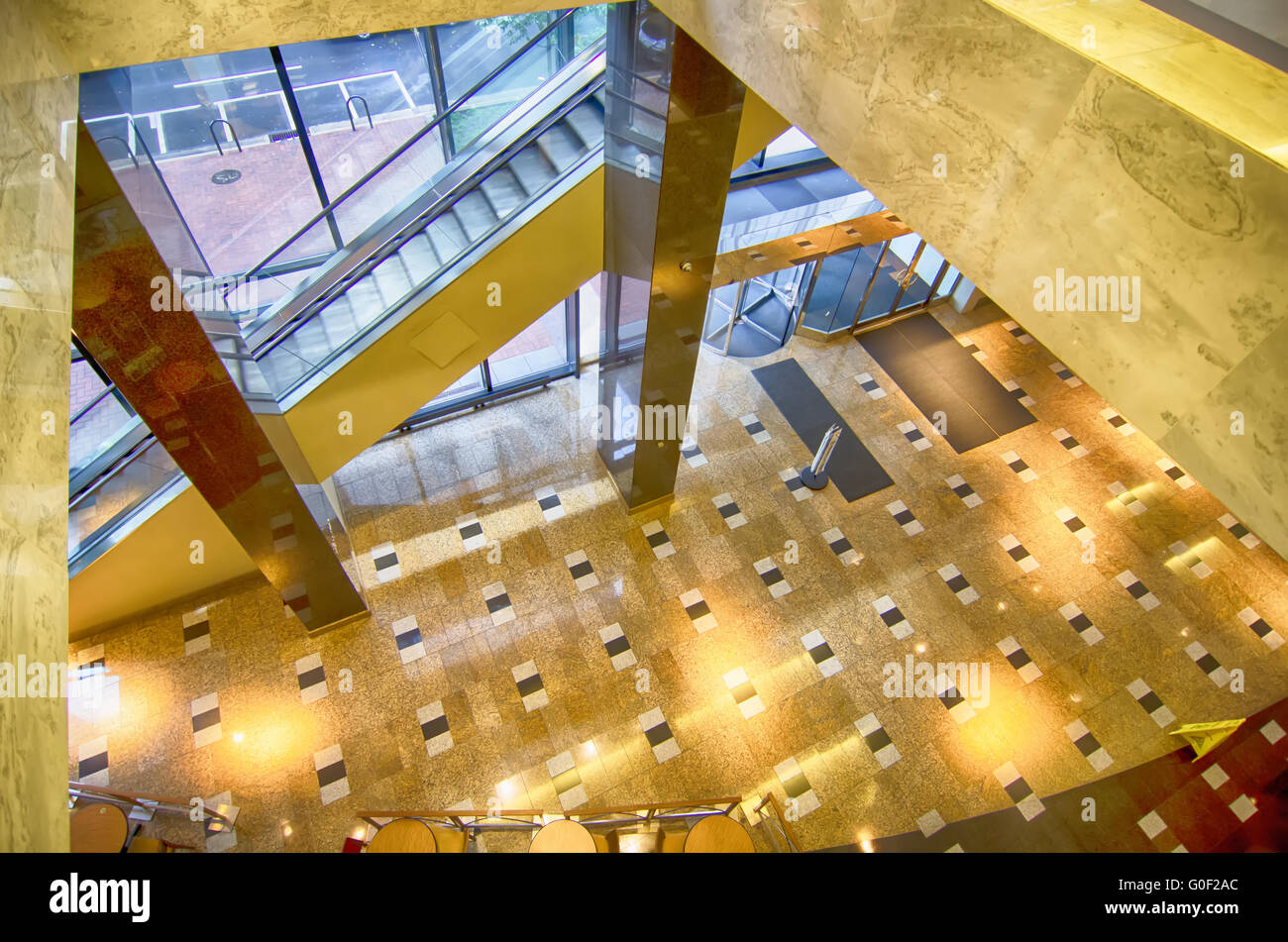 Interior of an office building lobby with reception Stock Photo Alamy