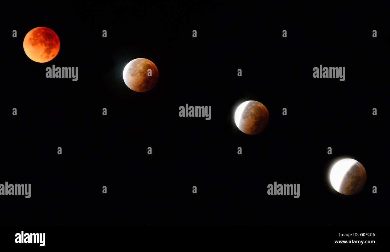 Phases of the lunar eclipse Stock Photo - Alamy