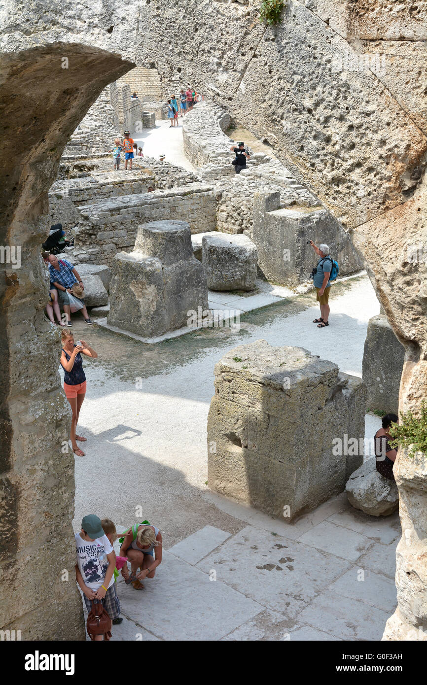 tourists during the visit of the Arena in Pula Stock Photo