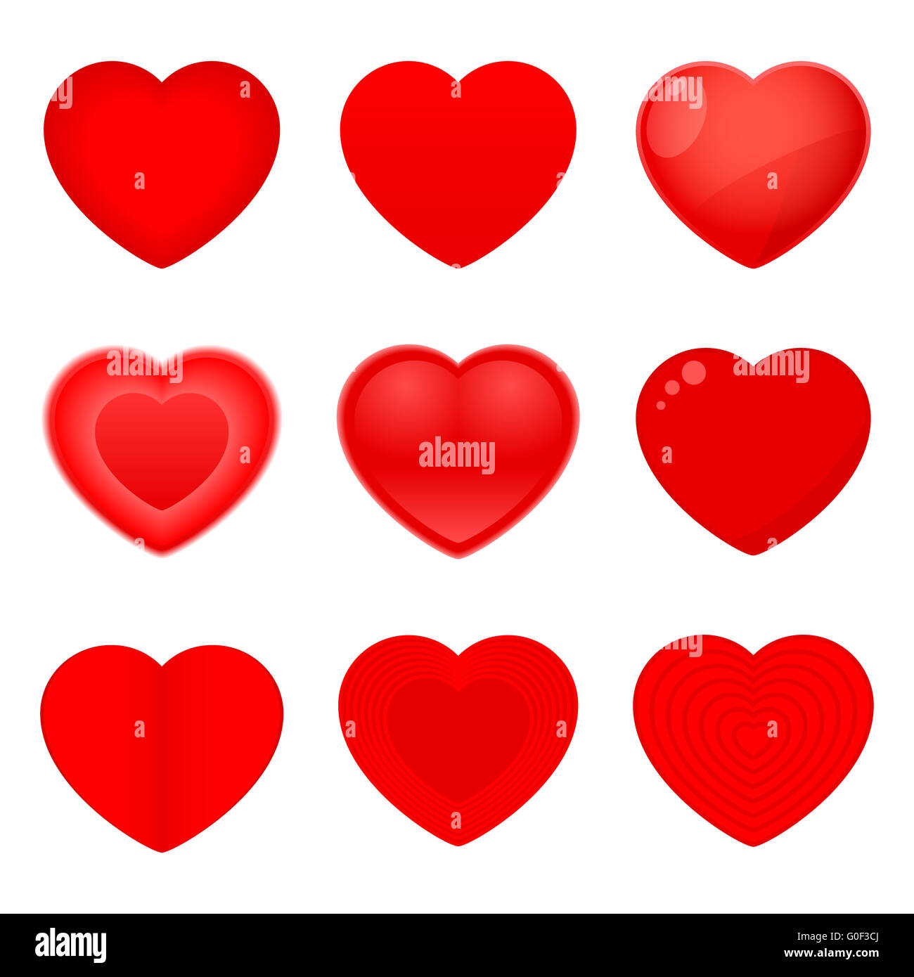 Valentines Icons Hearts Stock Photo