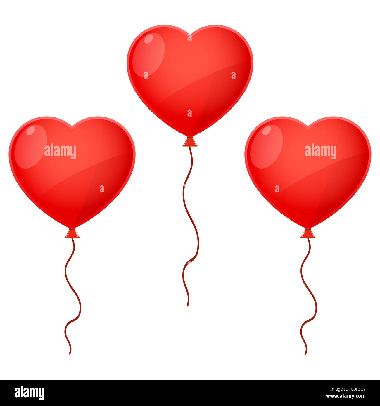 Three Balloon Hearts Stock Photo