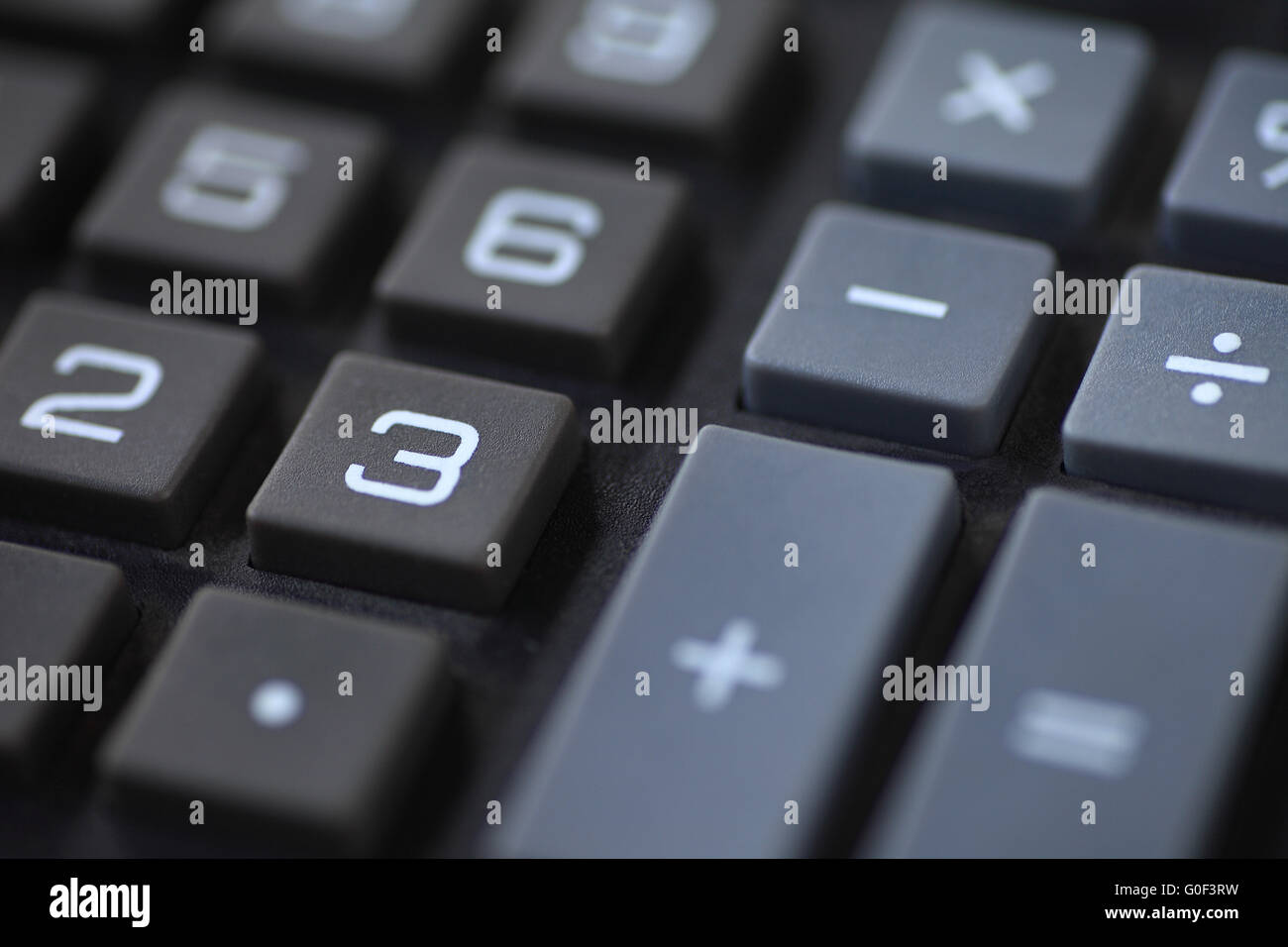 Numbers and symbols on a desk calculator Stock Photo