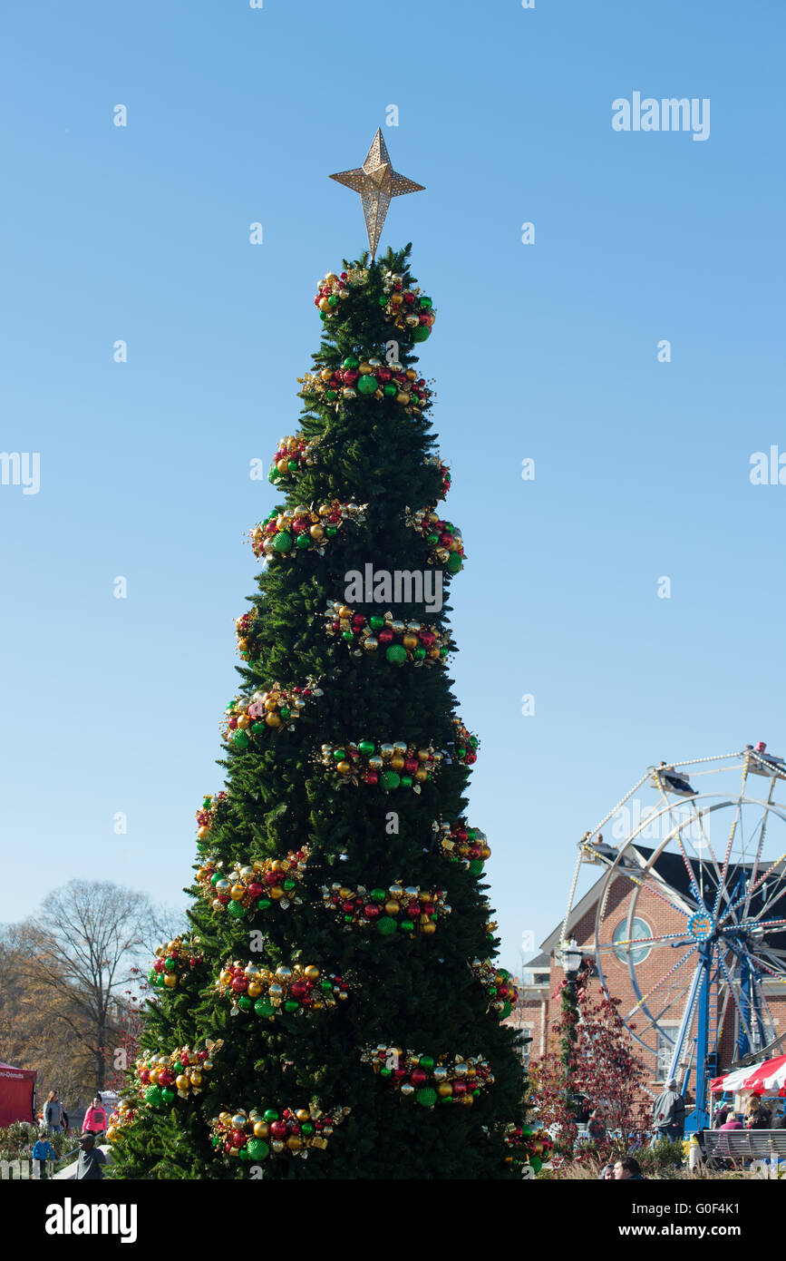 rock hill south carolina downtown during christmas season Stock Photo