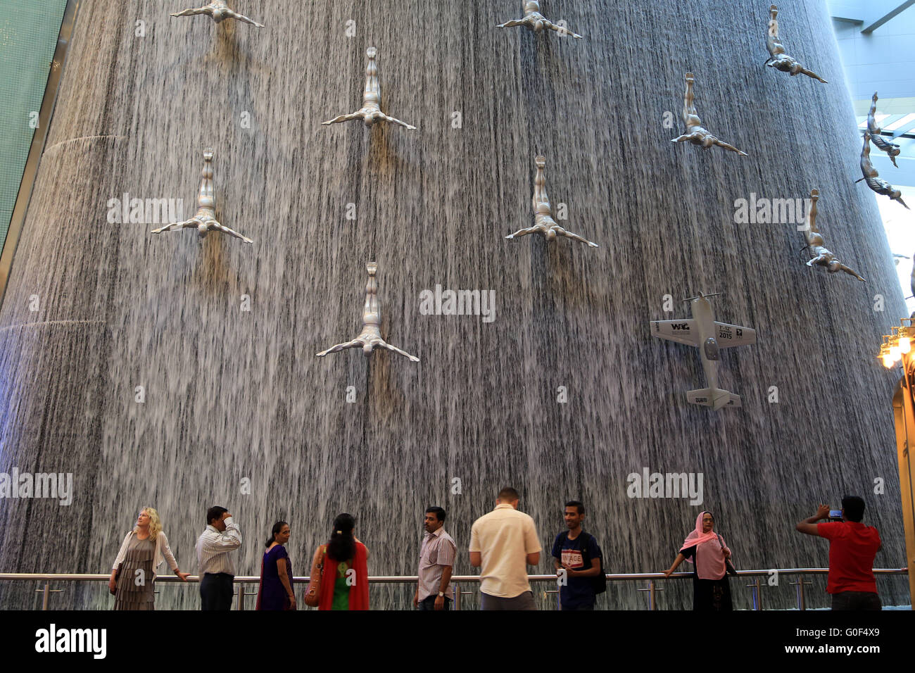 Artificial waterfall in the Dubai Mall Stock Photo Alamy
