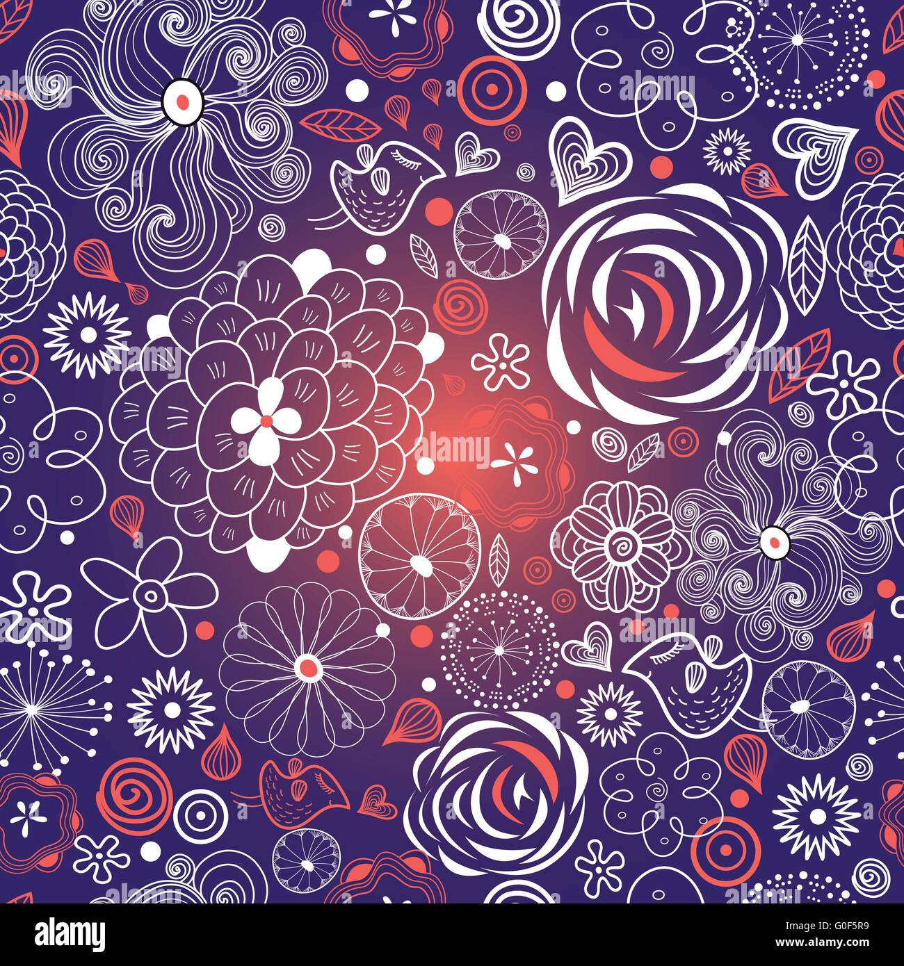 Seamless floral pattern with birds in love Stock Vector Image & Art - Alamy