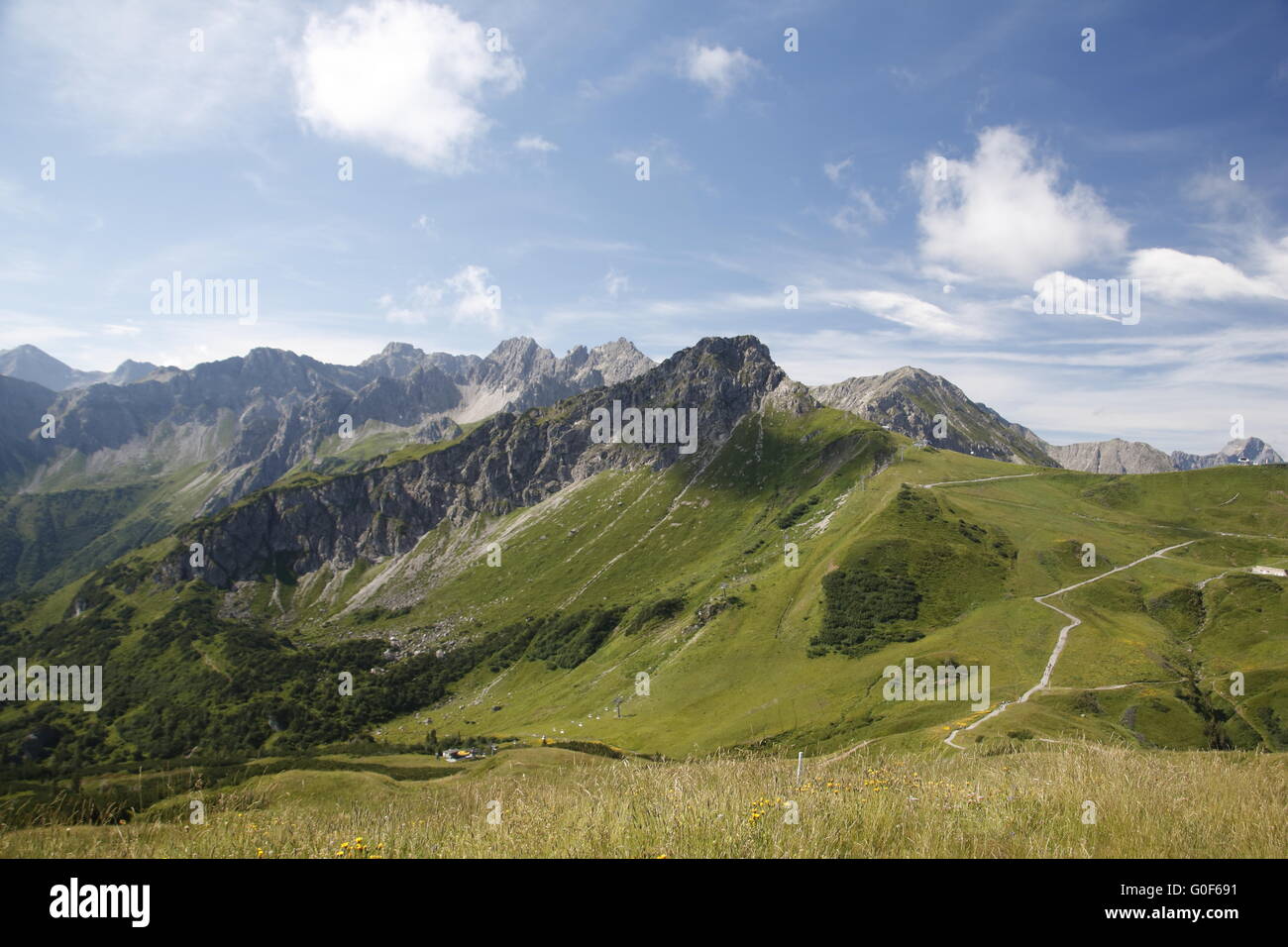 View from Fellhorn to Kanzelwand Stock Photo