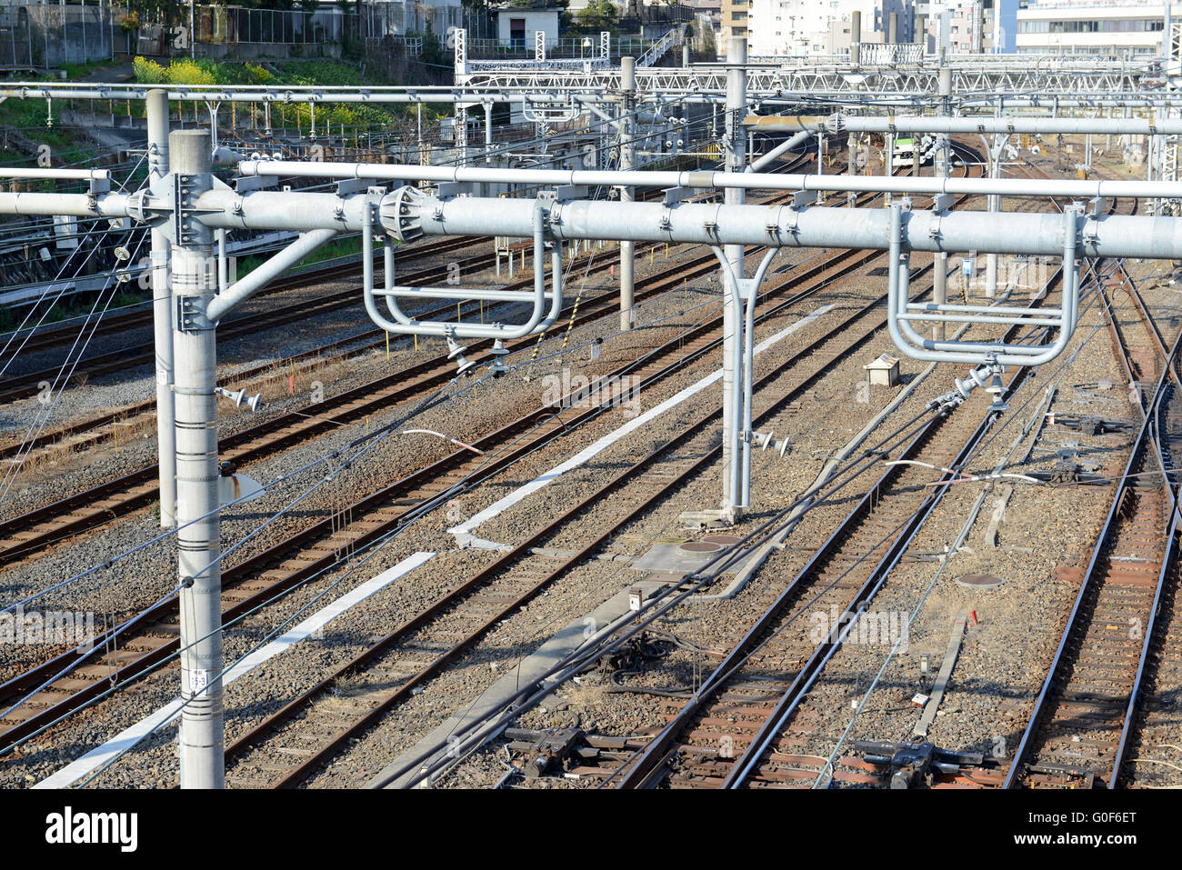 Japan Train Track Rails Rail and train tracks in Ueno Station, Tokyo, Japan Stock Photo - Alamy