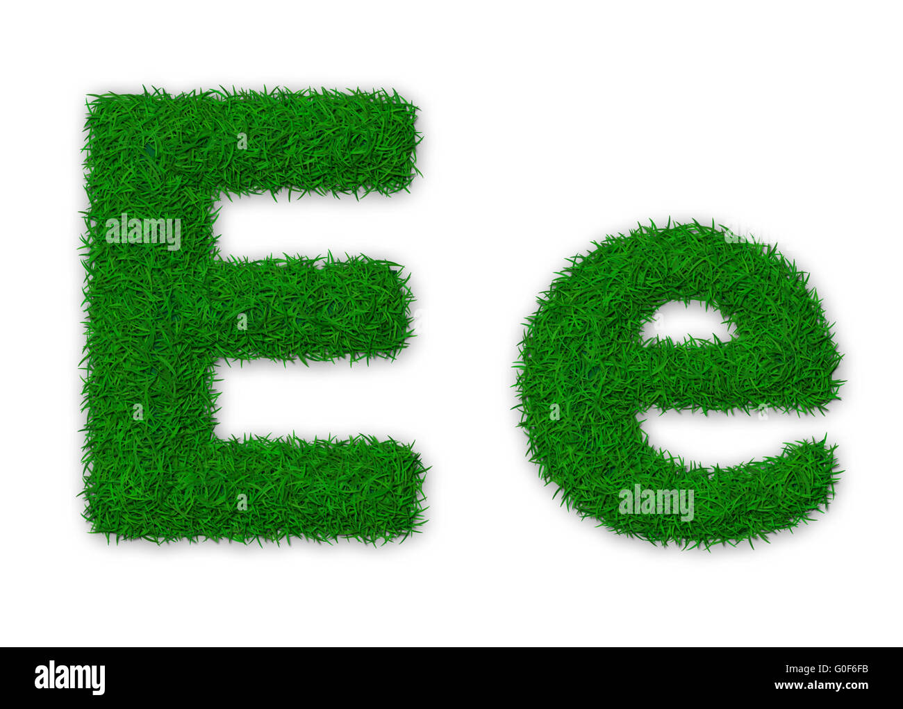 Illustration of capital and lowercase letter E made of grass Stock Photo