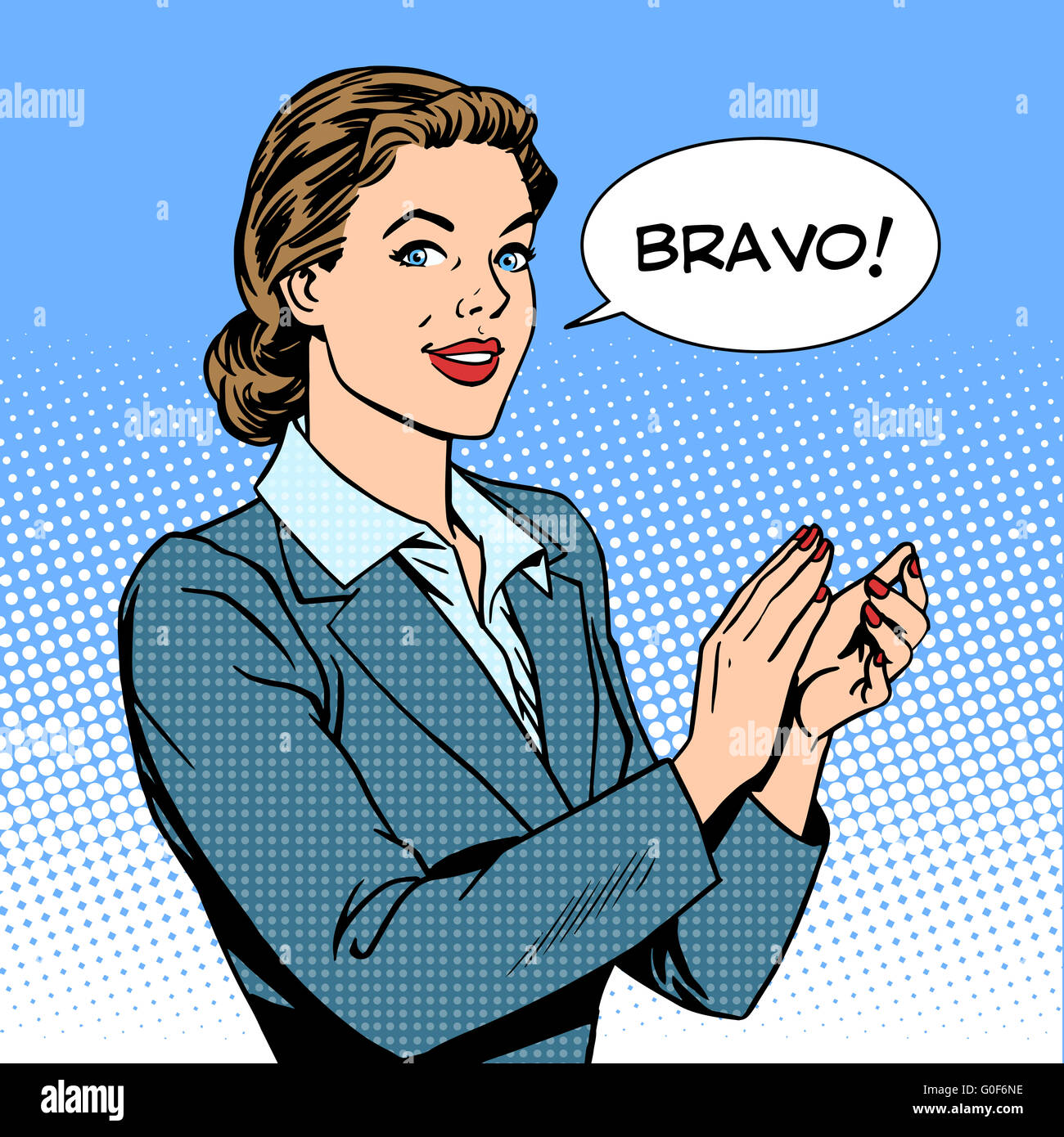 woman applause bravo concept of success Stock Photo Alamy