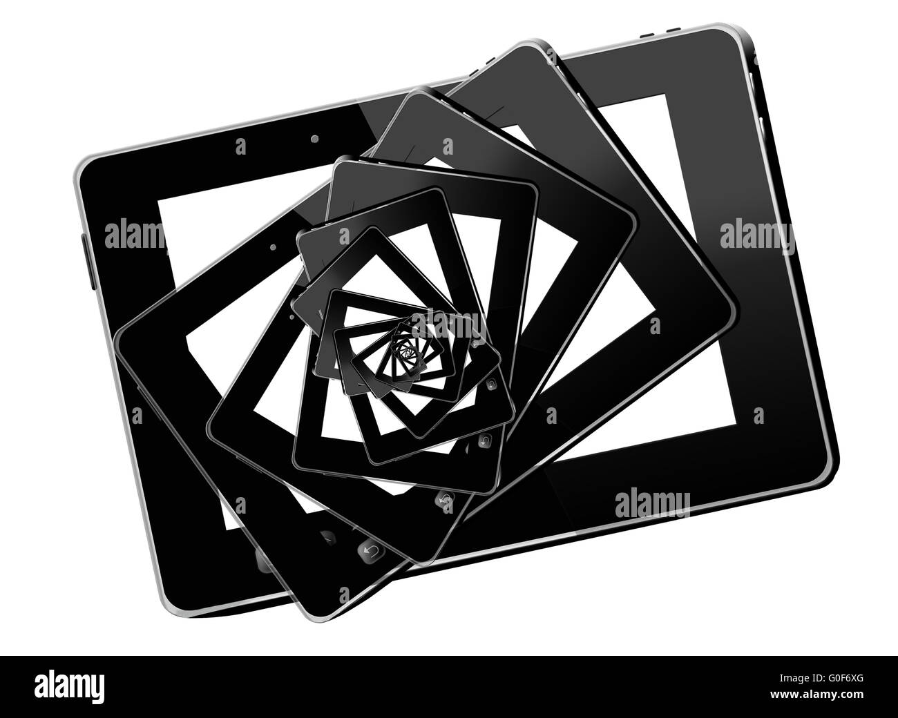 kaleidoscope from black tablets in the black table Stock Photo