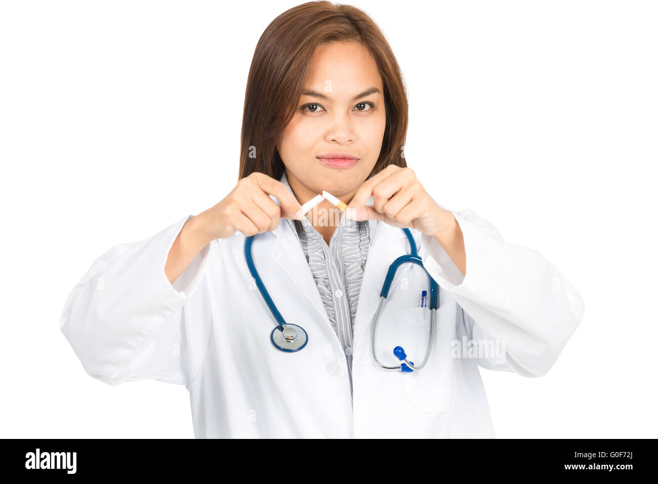 Female Doctor Quit Smoking Angled At Camera H Stock Photo Alamy