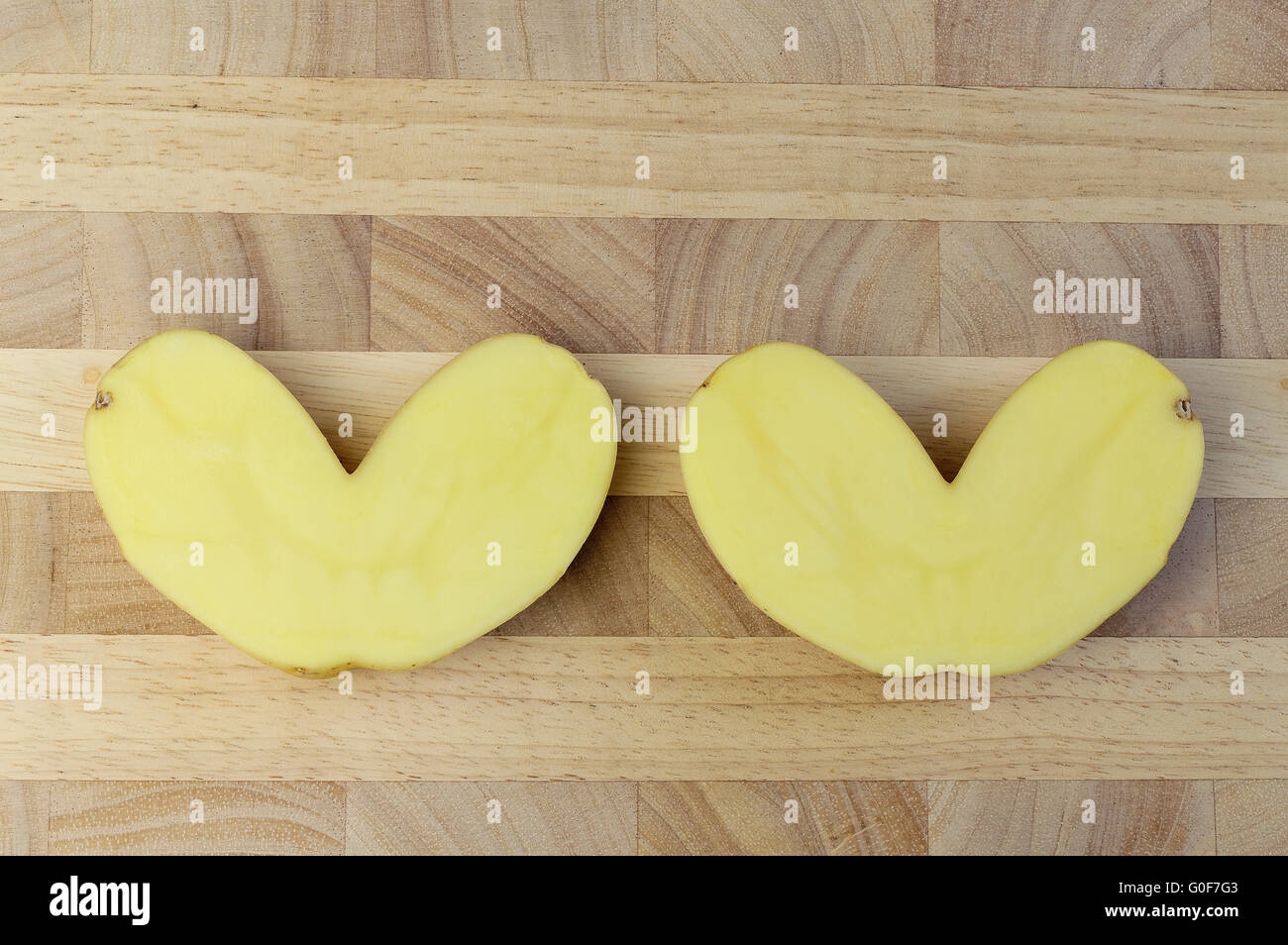 haves of a potato in the shape of a heart Stock Photo