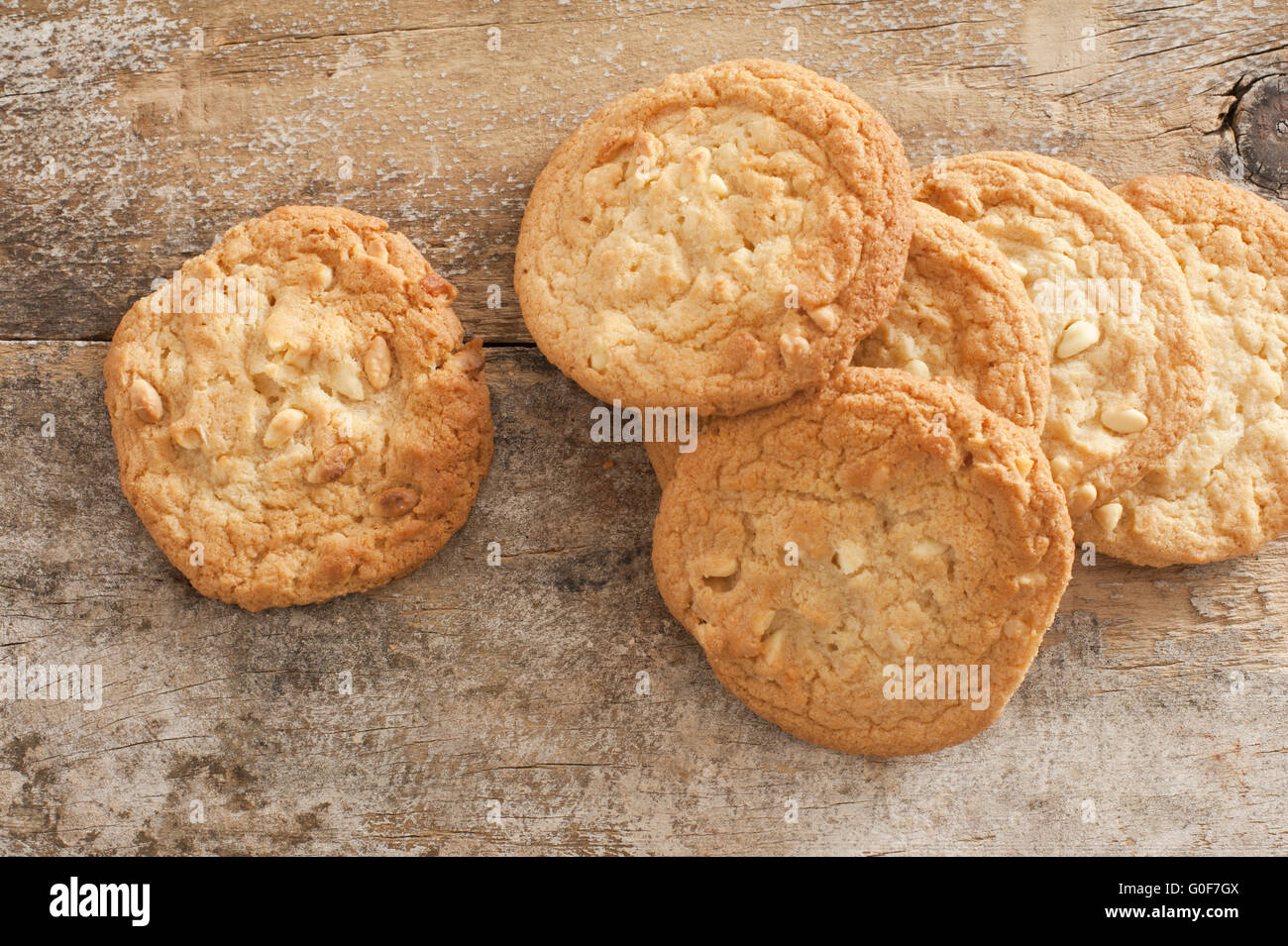 Fresh Baked Cookies on Rustic Wooden Table Stock Photo