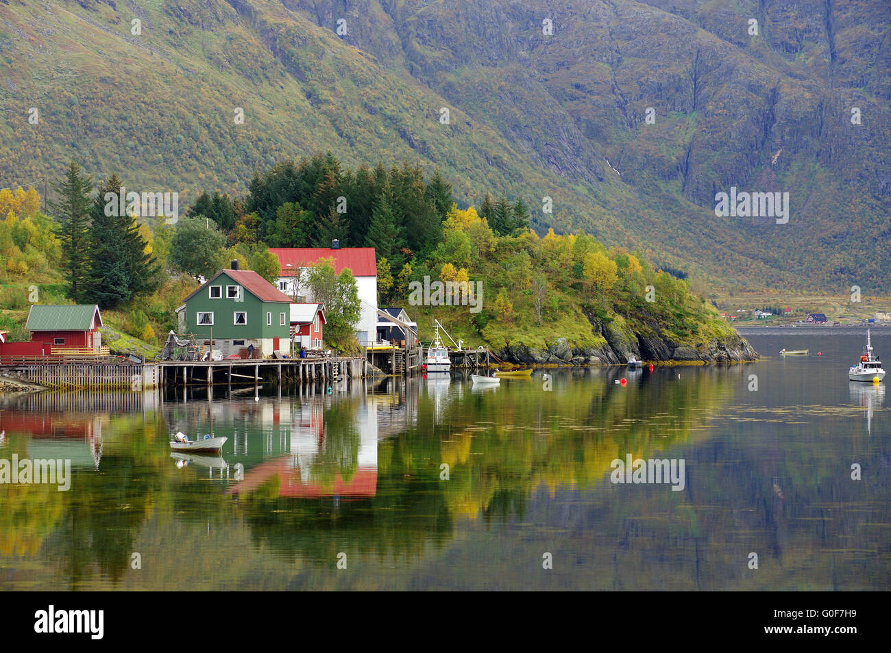 Auttum on Lofot Islands Stock Photo