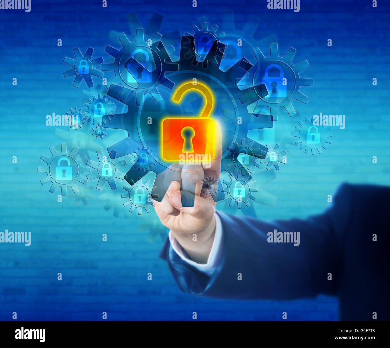 Unlocking A Virtual Lock In A Security Mechanism Stock Photo Alamy