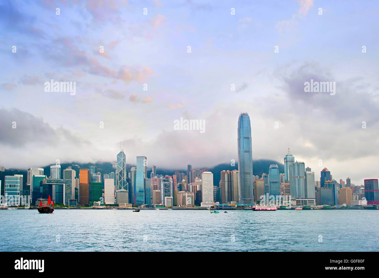 Hong Kong downtown at sunset Stock Photo - Alamy