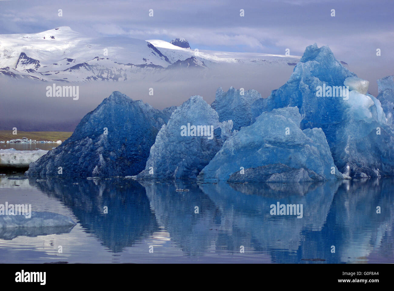 Foggy morning at the glacier lagoon Stock Photo