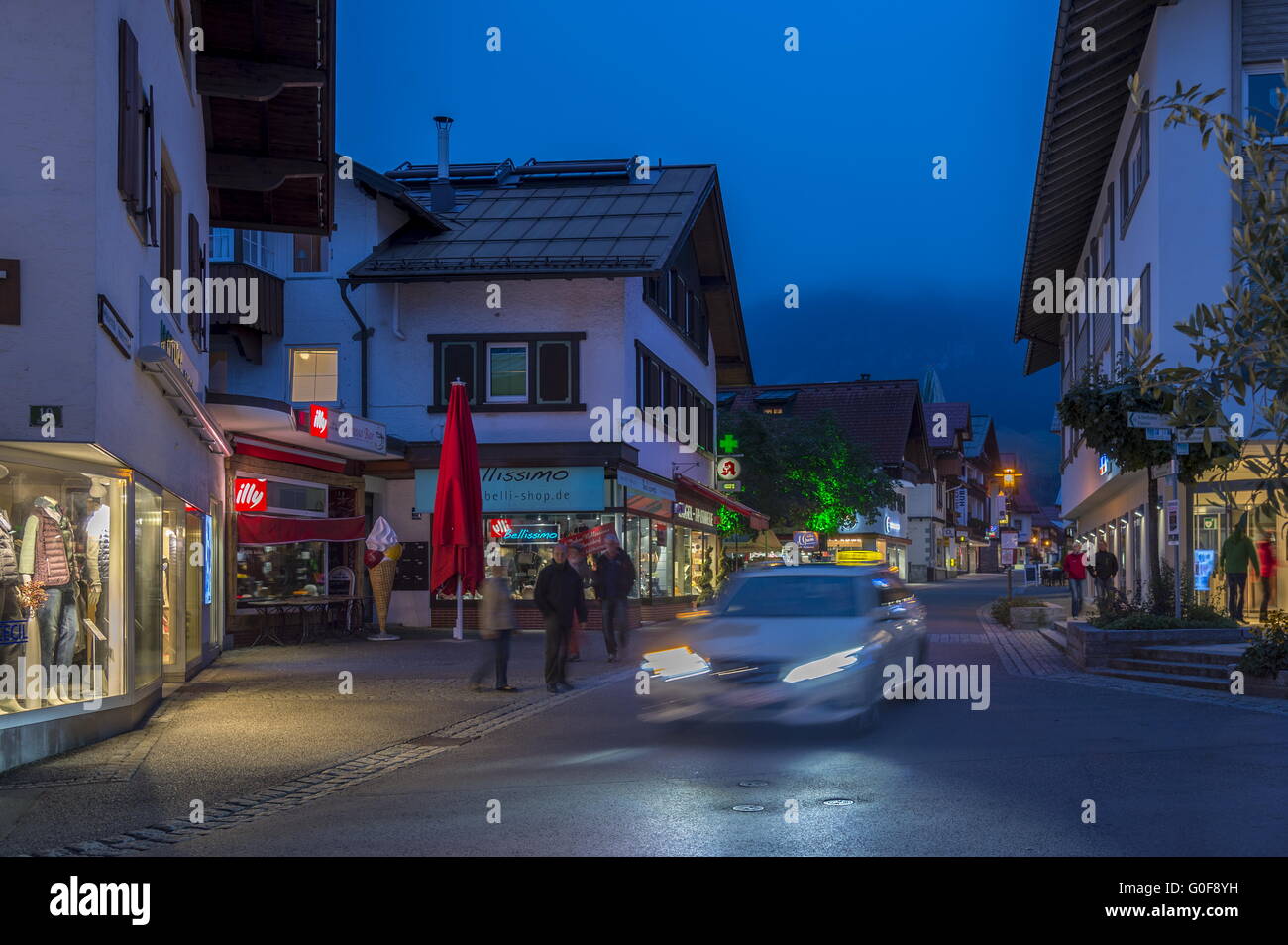 Blue Hour in Oberstdorf Stock Photo