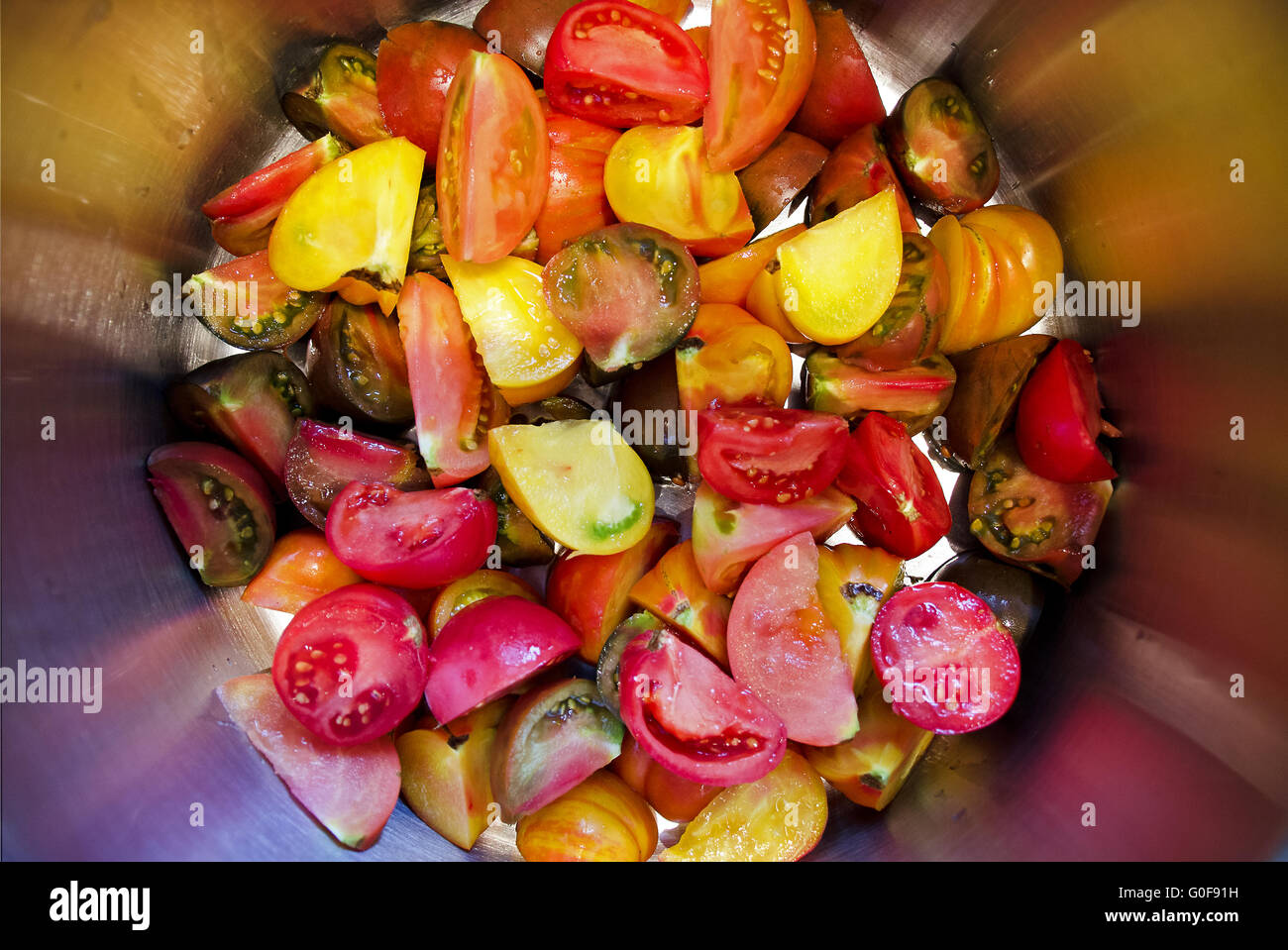 different-colored rare tomatoes Stock Photo