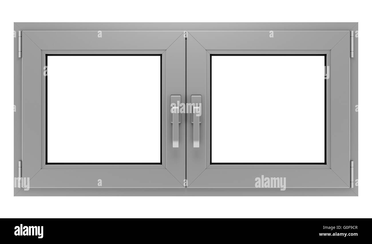 gray metallic window isolated on white background Stock Photo