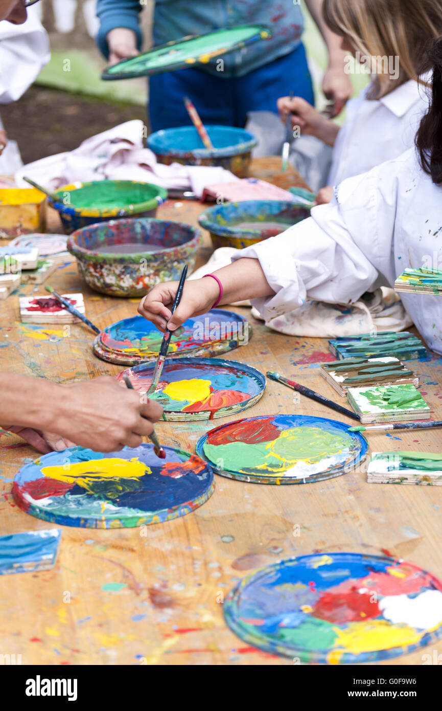 Kids painting on a Playground Stock Photo Alamy
