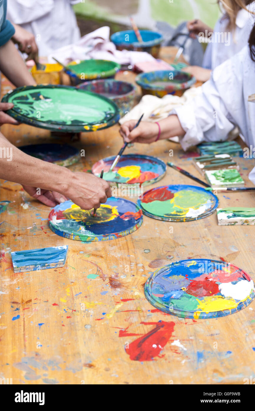 Kids painting on a Playground Stock Photo Alamy