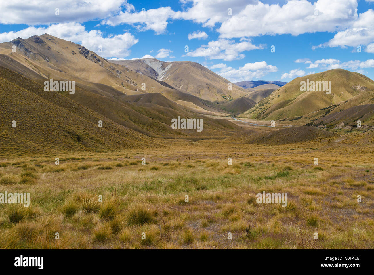 Lindis Pass, South Island, New Zealand Stock Photo