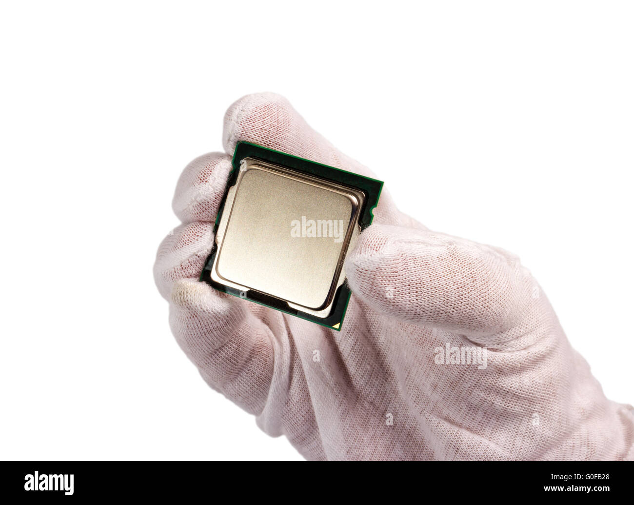 Computer processor from the top side in hand Stock Photo