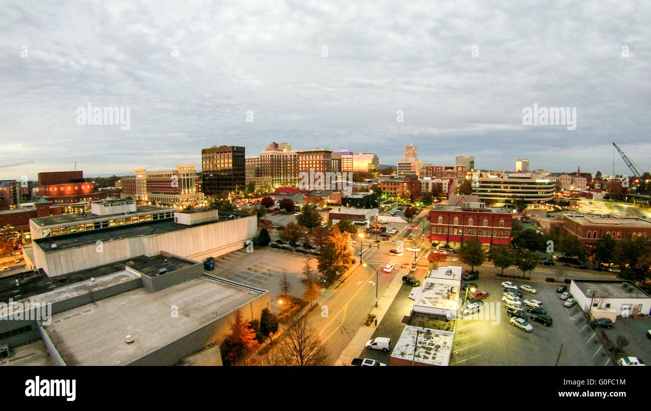 aerial view of greenville south carolina skyline cityscape Stock Photo