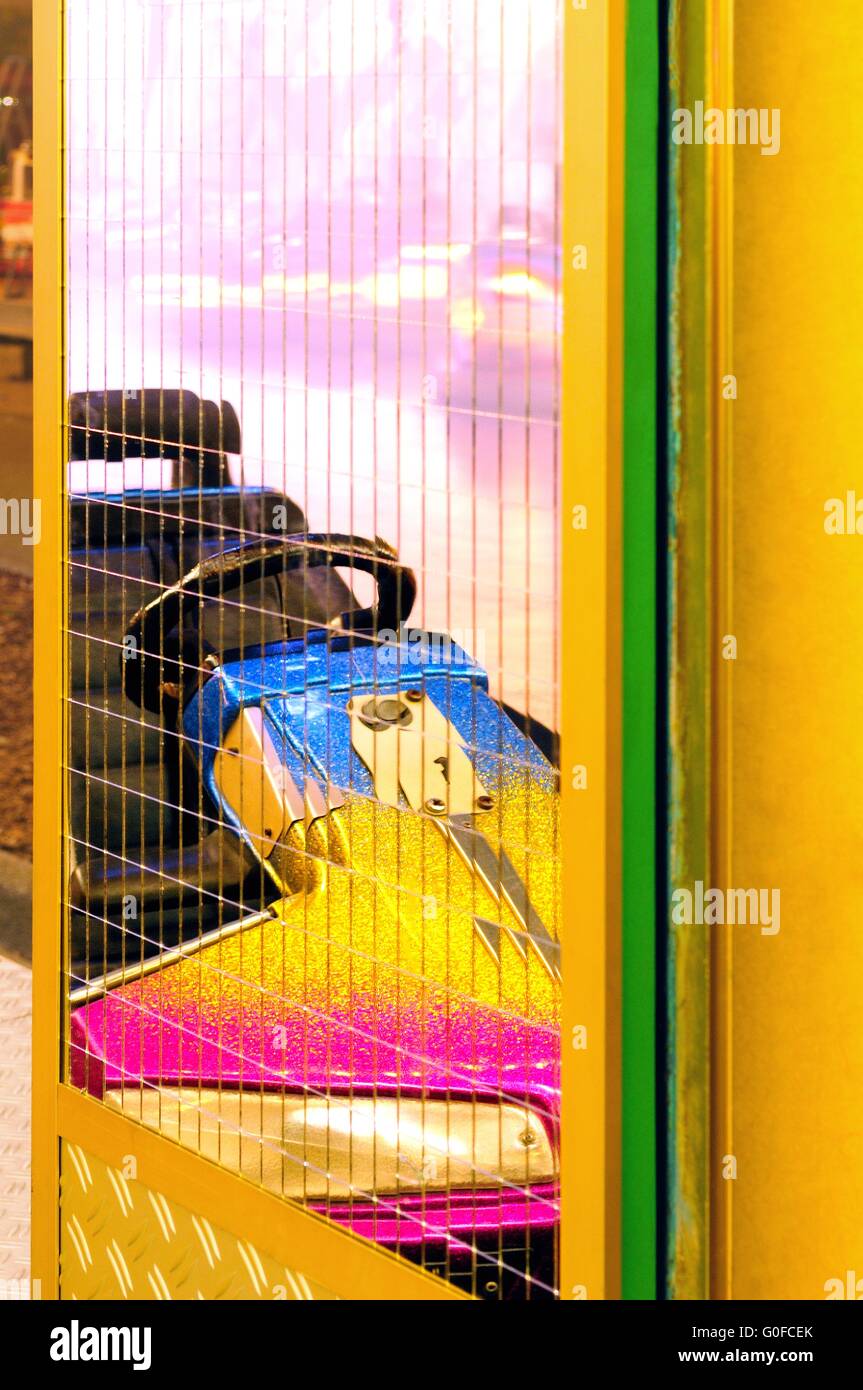 Fun in the mirror of a fairground business Stock Photo