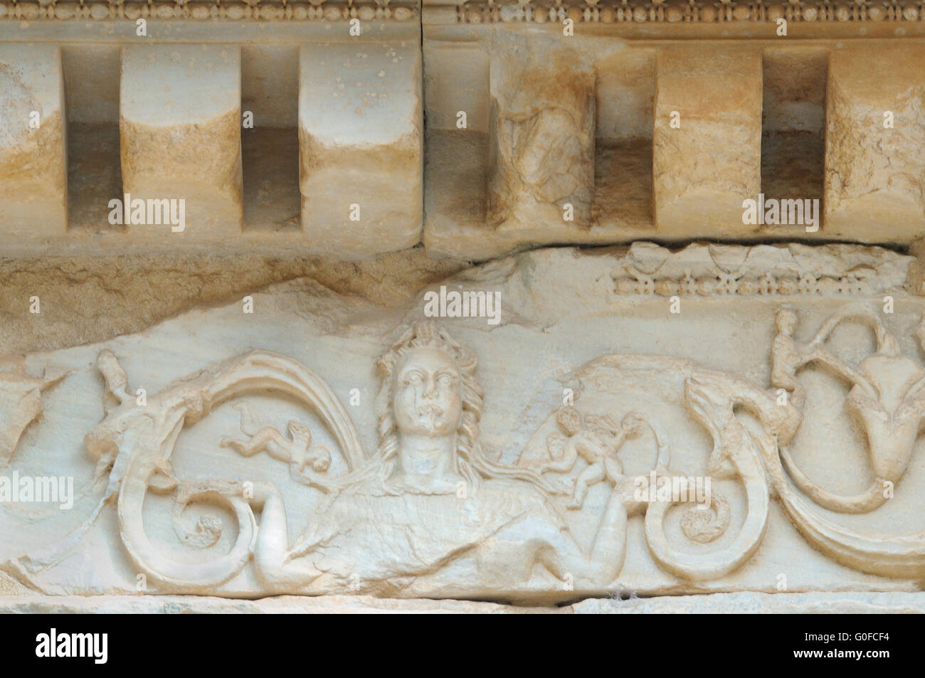 Medusa Relief Celsus Library Turkey Stock Photo