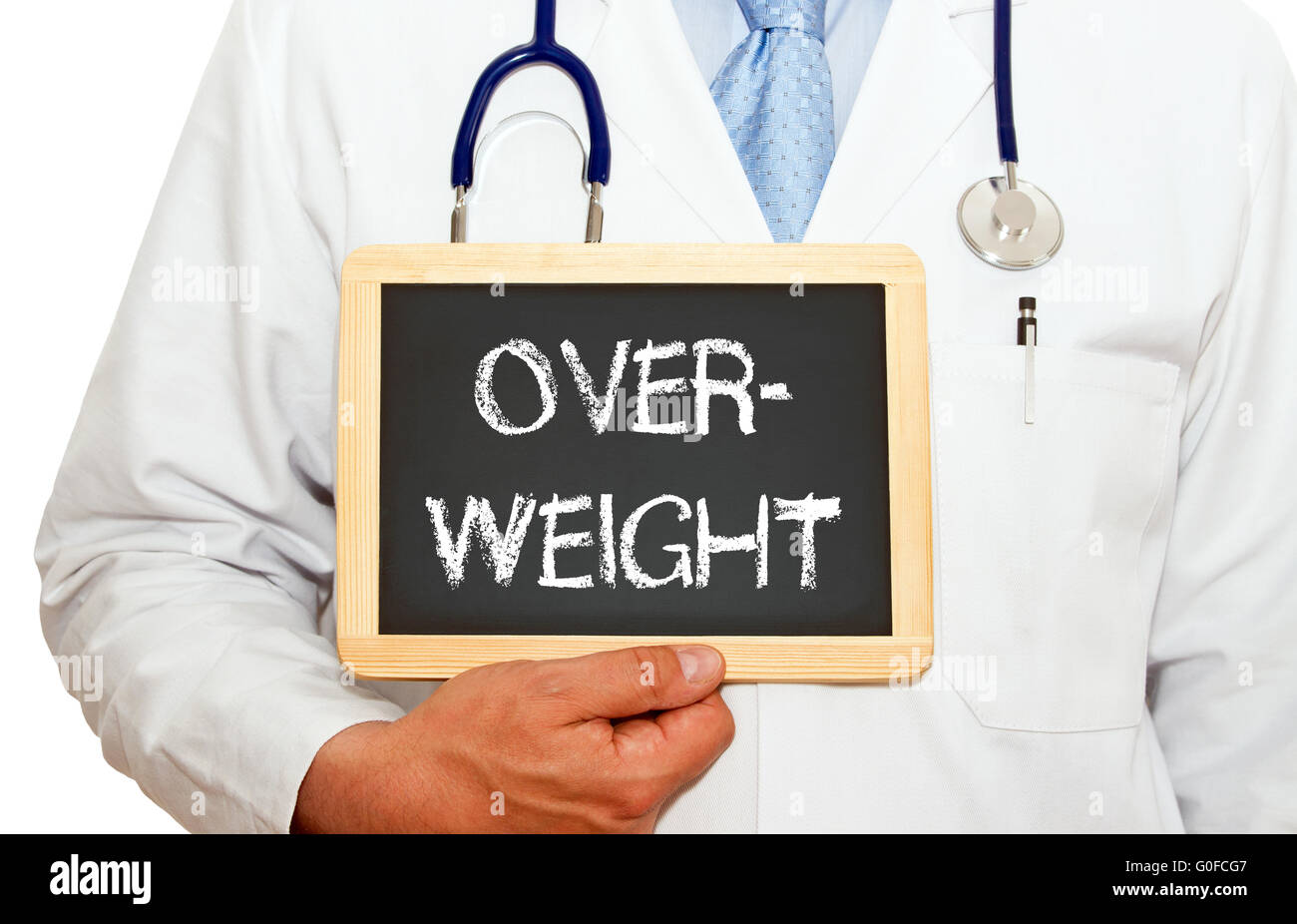 Overweight - Doctor with chalkboard Stock Photo