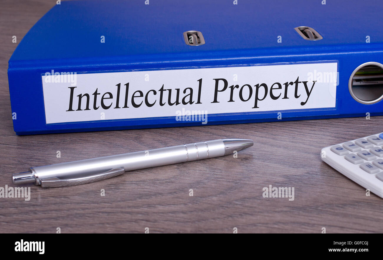 Intellectual Property - binder in the office Stock Photo
