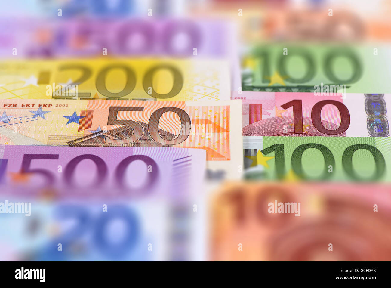 group of all Euro banknotes Stock Photo
