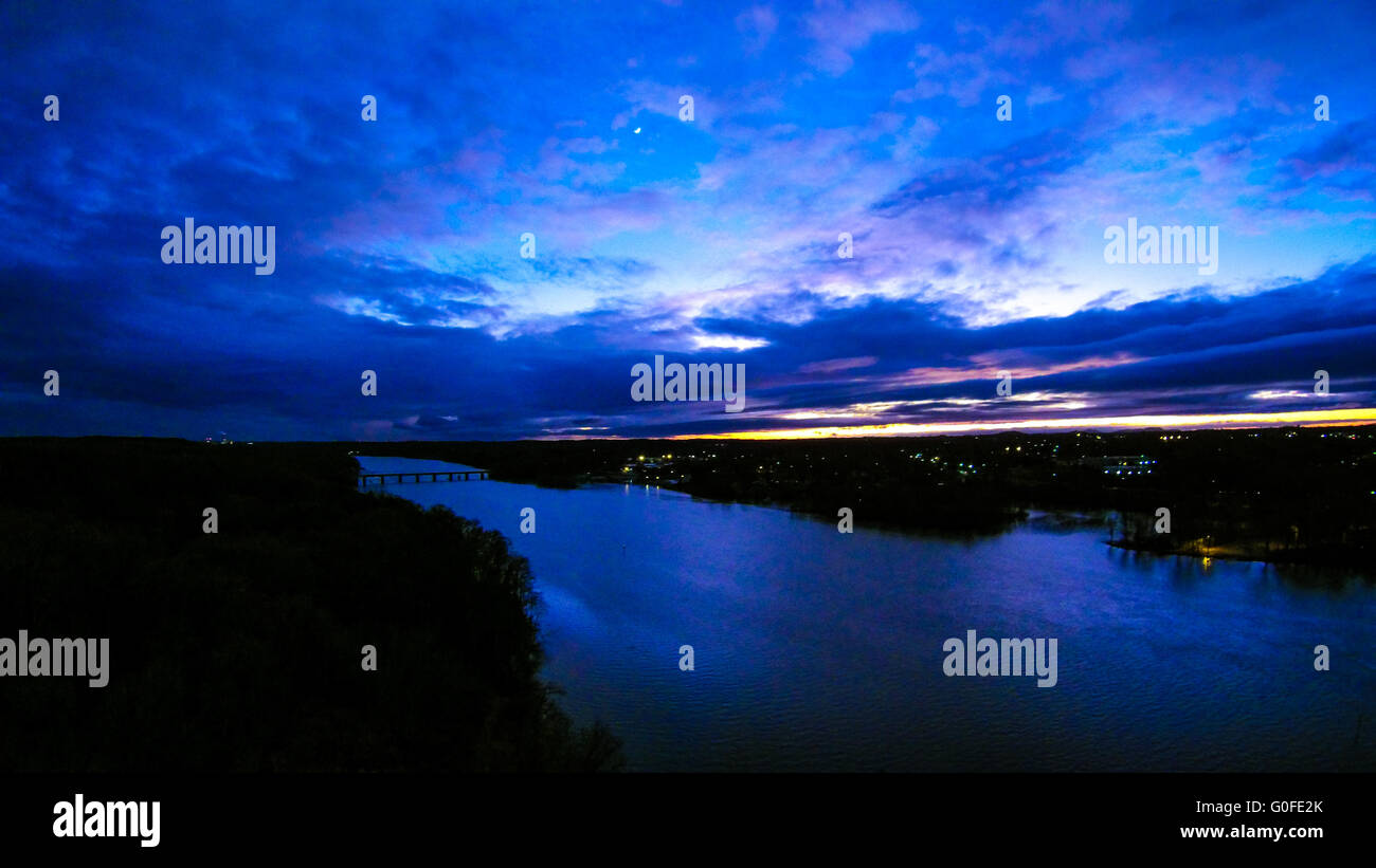 aerial view over catawba river in gaston county north carolina Stock