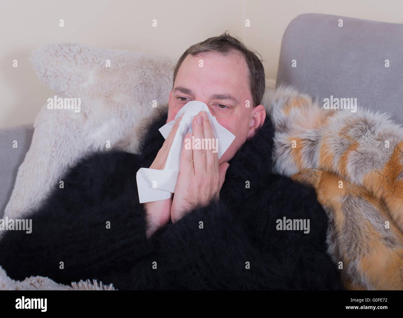 man has a cold Stock Photo