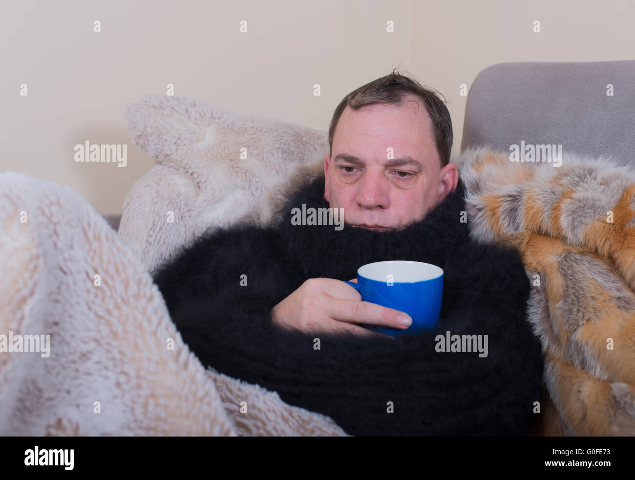 man has a cold Stock Photo