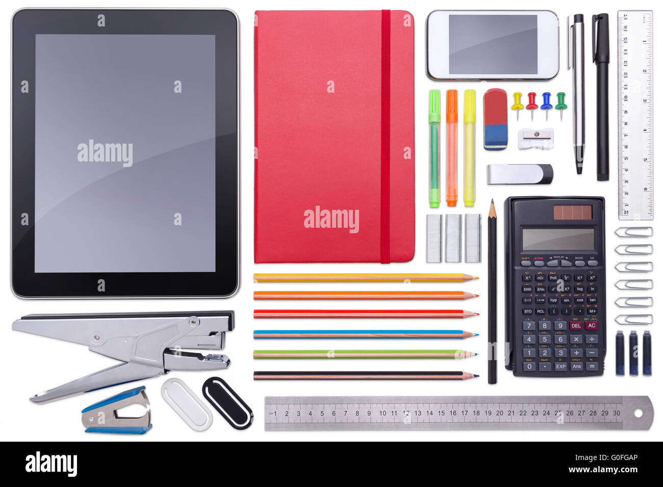 Collection of different office materials Stock Photo - Alamy