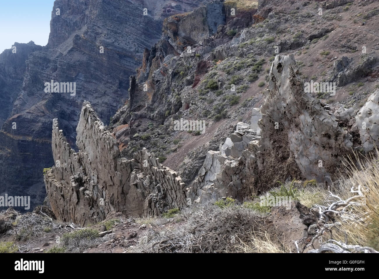 On the crater rim of the Caldera de Taburiente, La Palma Stock Photo