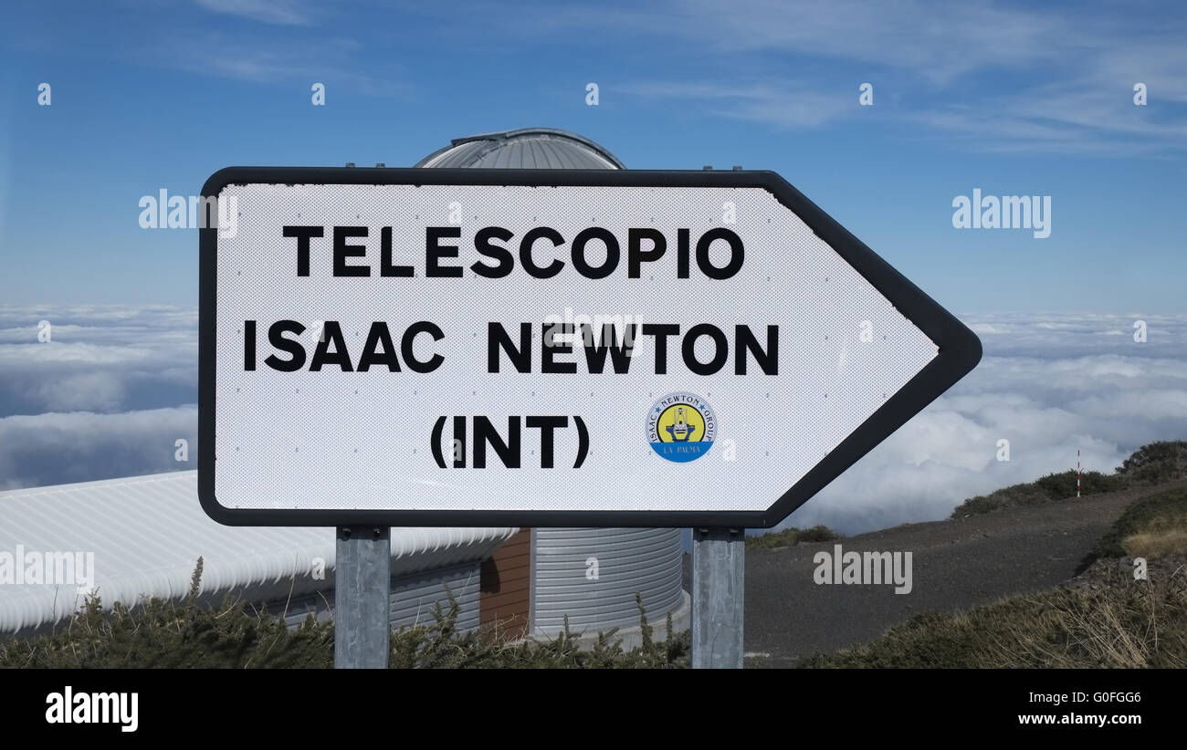 Direction indication to the Isaac Newton Telescope Stock Photo