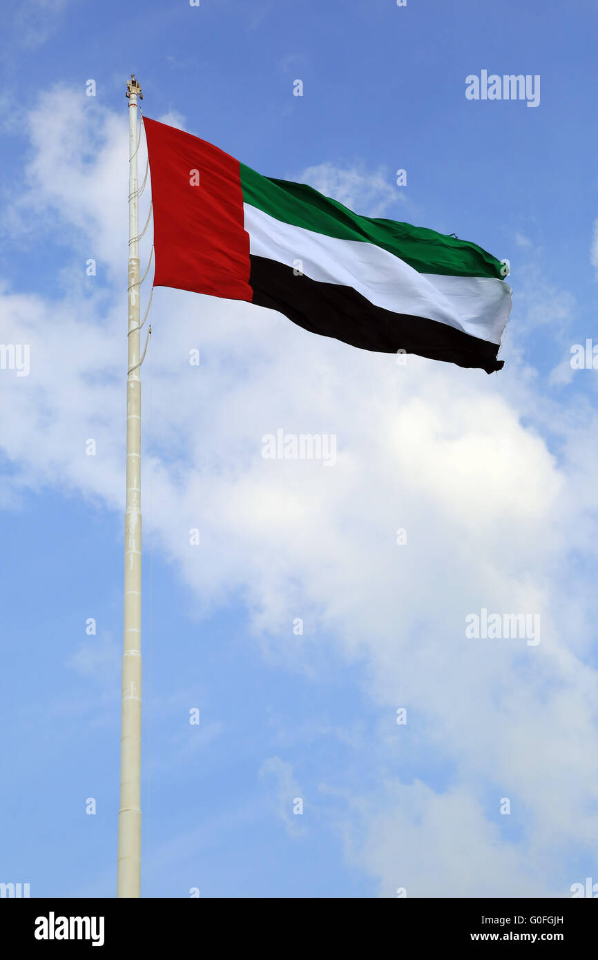 Abu Dhabi, Flag of the United Arab Emirates Stock Photo
