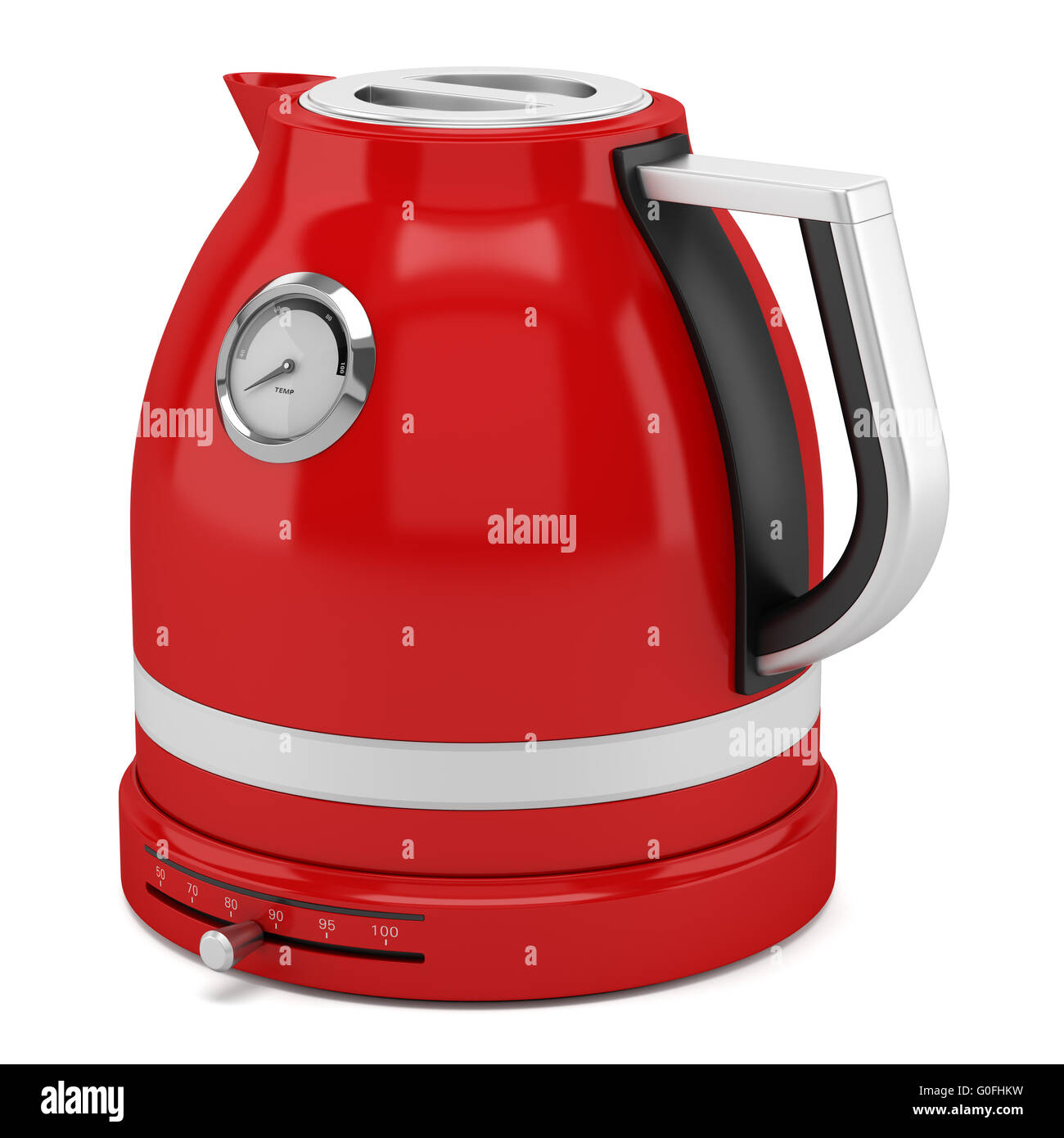 red electric kettle isolated on white background Stock Photo