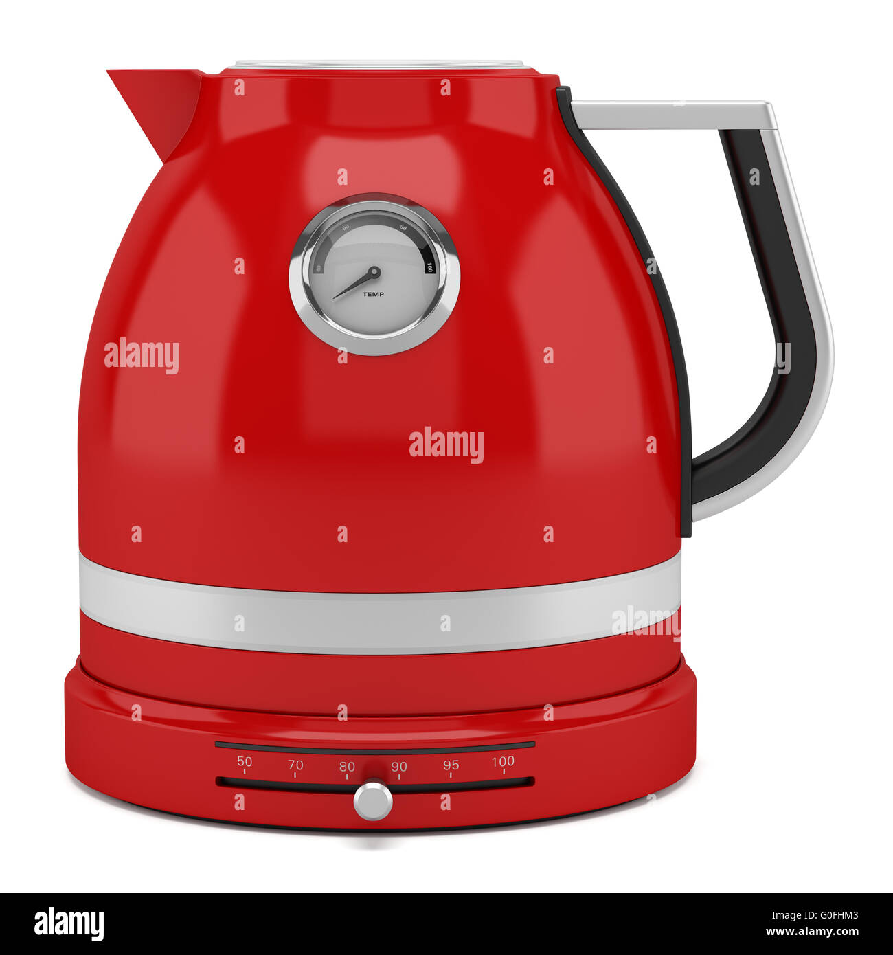 red electric kettle isolated on white background Stock Photo