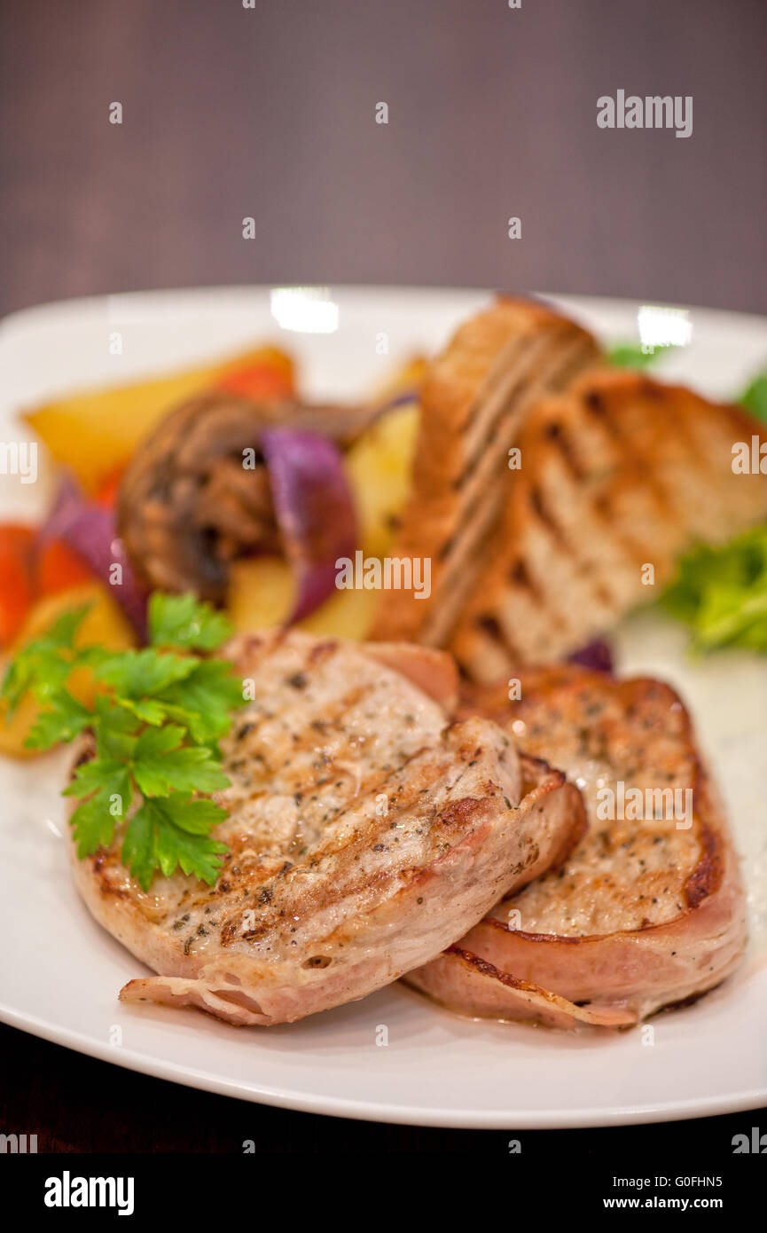 Pork chop with vegetable Stock Photo - Alamy