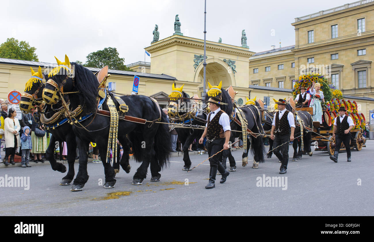 opening parade of Oktoberfest in Munich Stock Photo