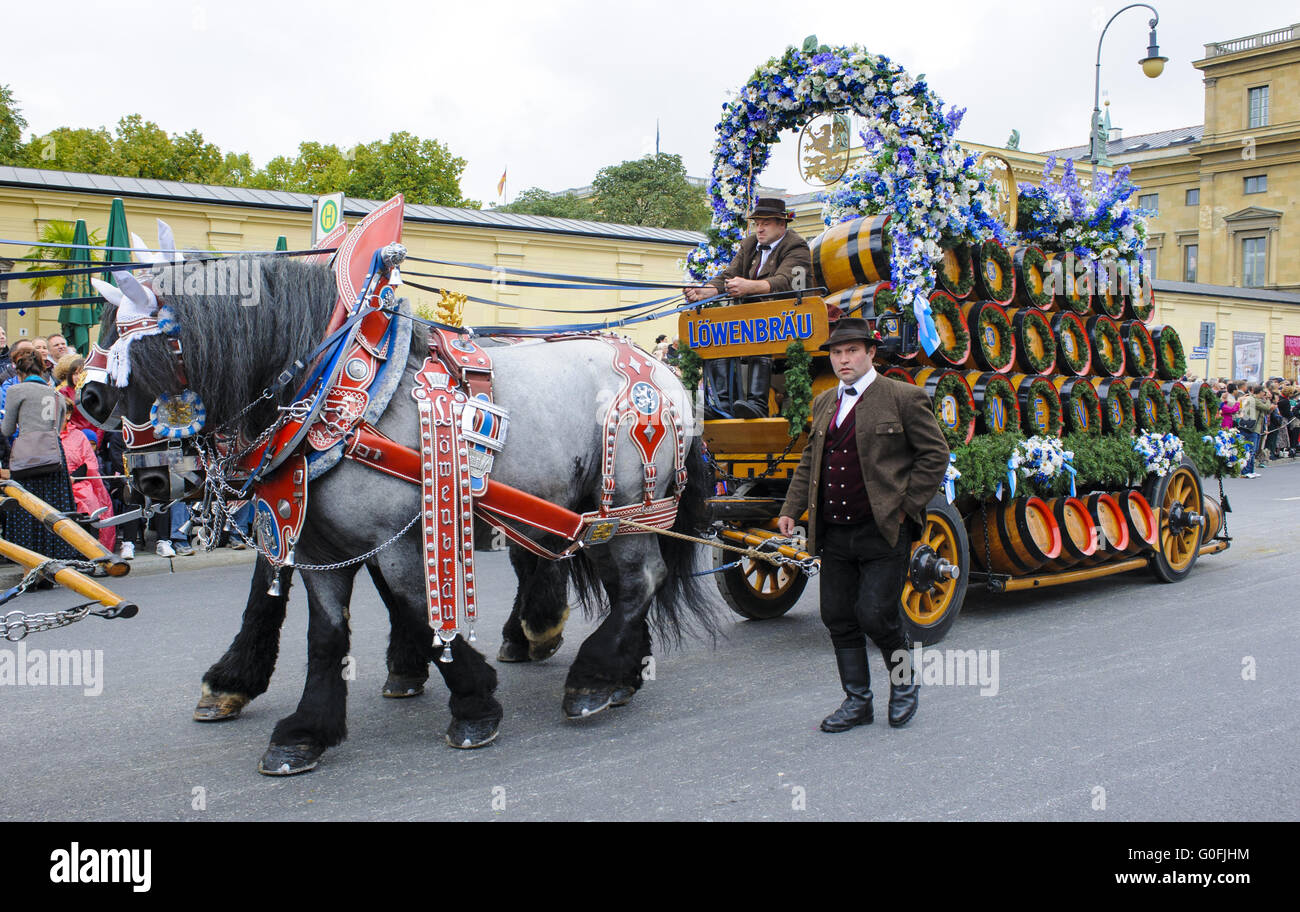 opening parade of Oktoberfest in Munich Stock Photo